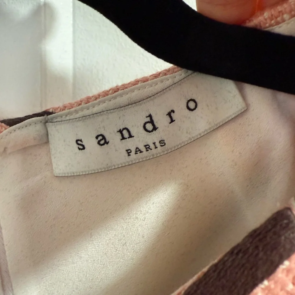 Sandro Pink and Black Chevron Dress size 2 - Picture 3 of 4